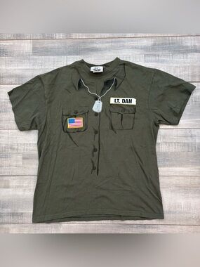 Bubba Gump Shrimp Forest Lt Dan Shirt 2D Printed Size Large Green Novelty Army